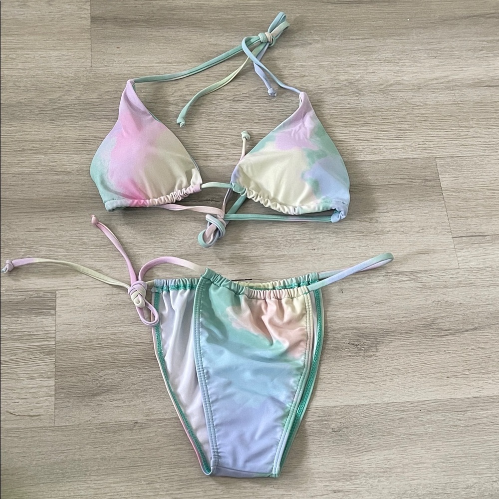 Nwt Pastel Tie-Dye Bikini Set Size Large